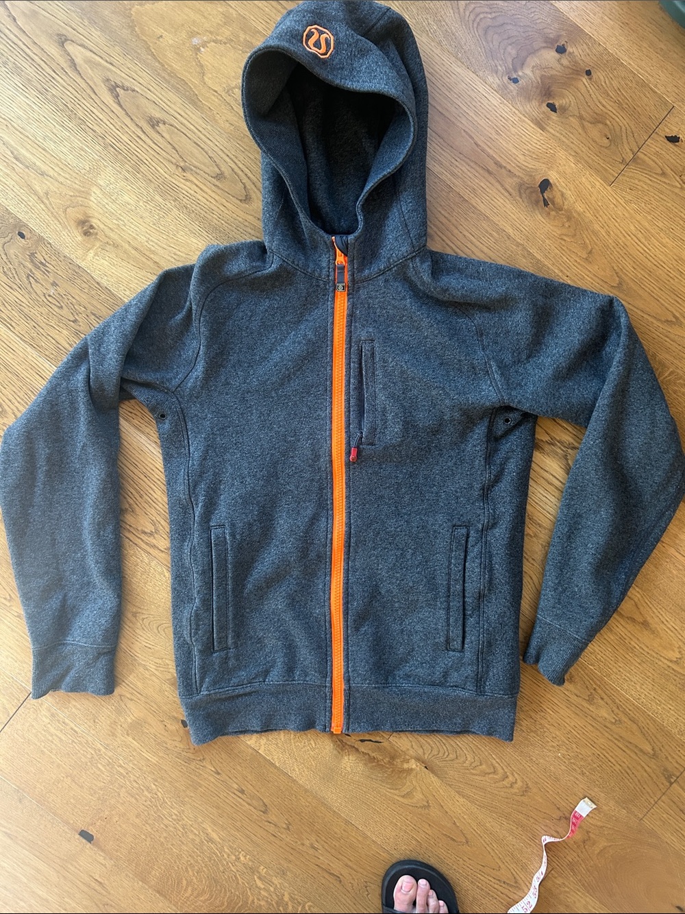 lululemon athletica Kids Dark Gray Hooded Jacket with Orange Zip